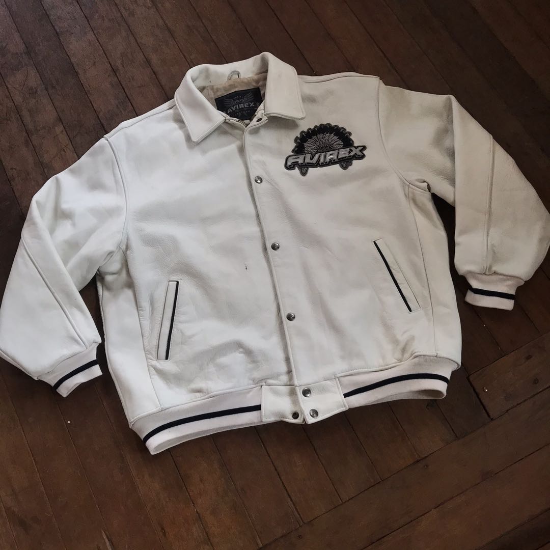 avirex white leather jacket