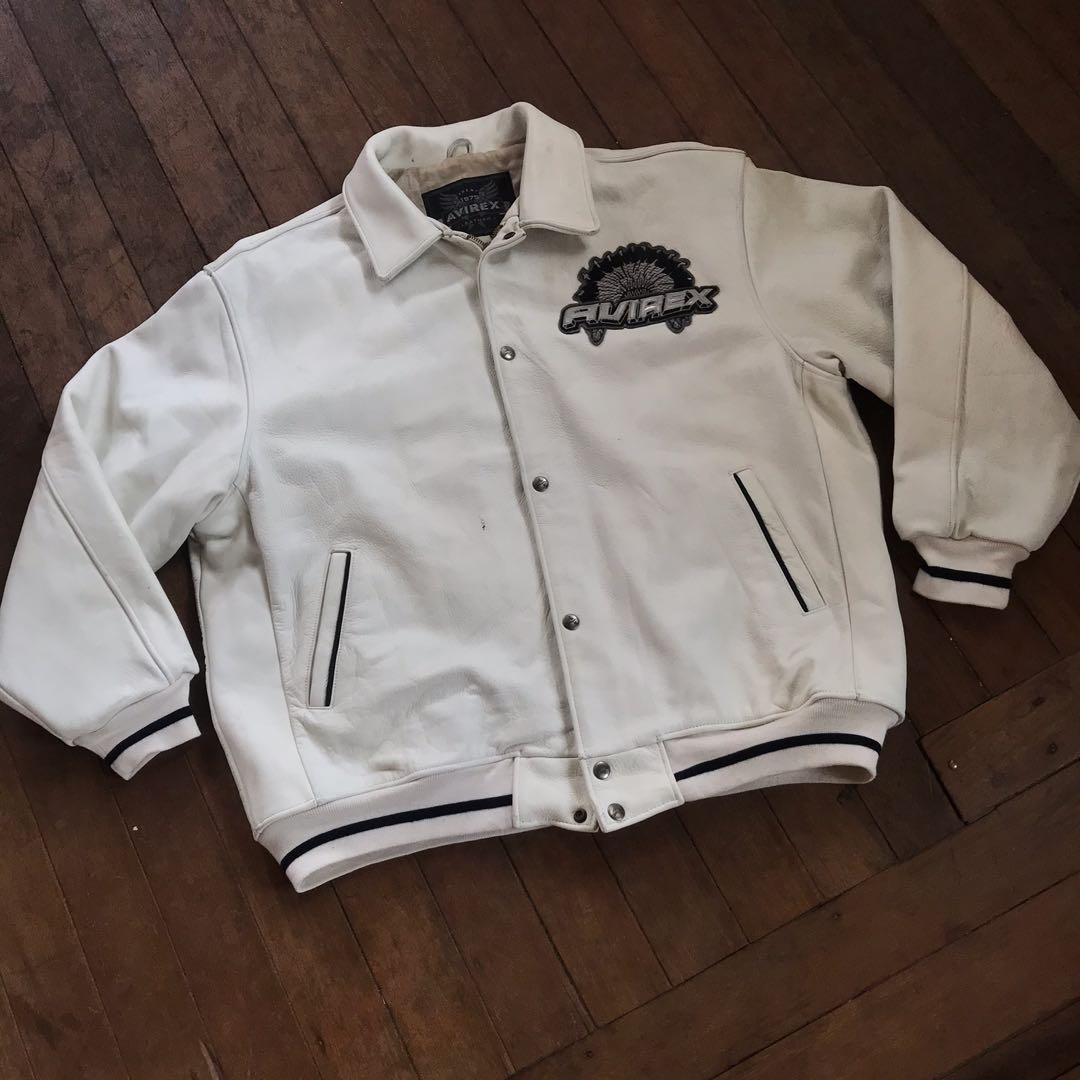 Avirex white hotsell leather jacket