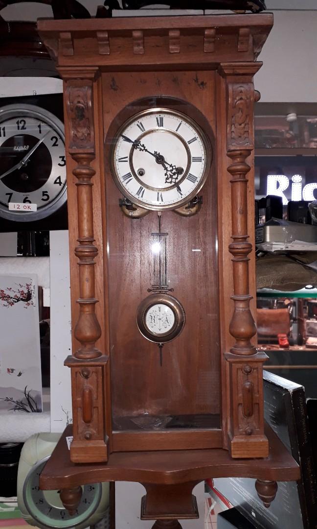 Vintage Grandfather Pendulum Wall Clock Roman Numerals W Key Hobbies Toys Memorabilia Collectibles Vintage Collectibles On Carousell