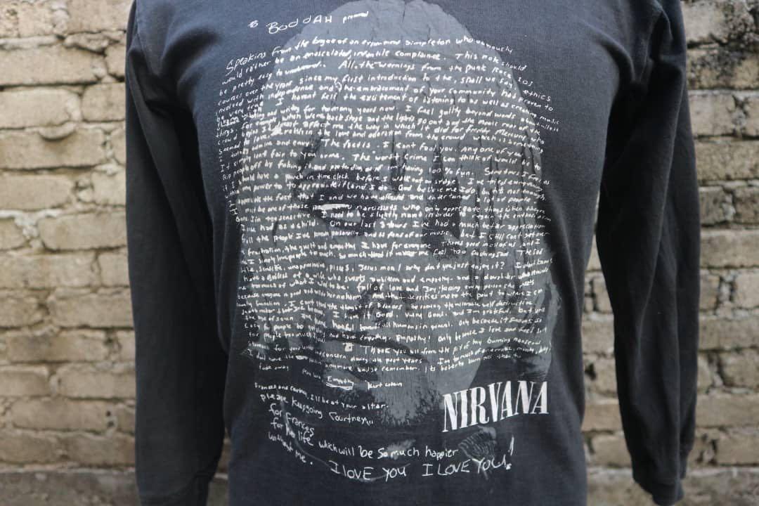 Vtg 90s kurt cobain suicide note, Men's Fashion, Tops & Sets