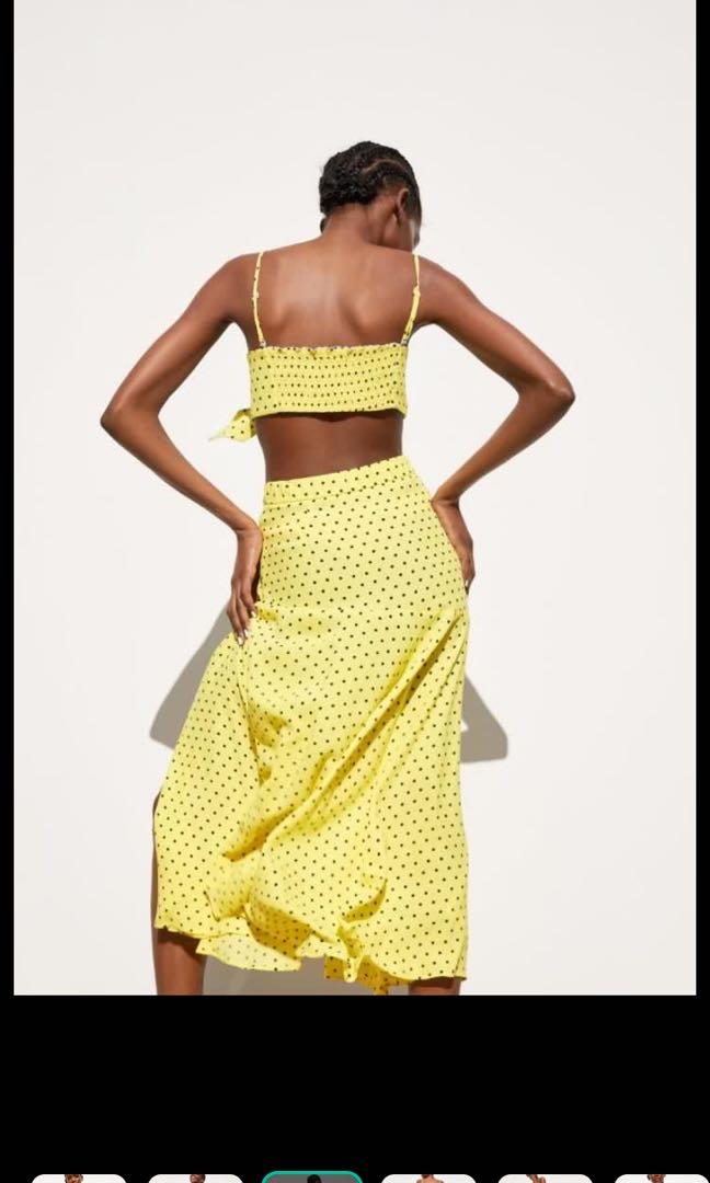 Zara yellow polka dot skirt