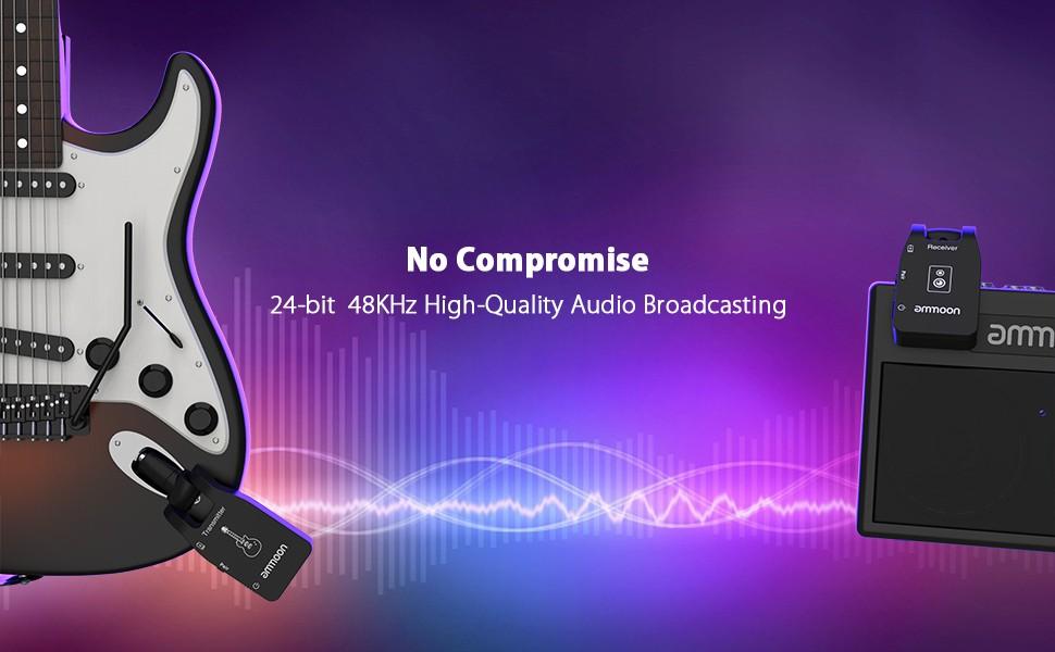 Ammoon Wireless Guitar System Transmitter and Receiver Electric Acoustic Bass Guitar Microphone