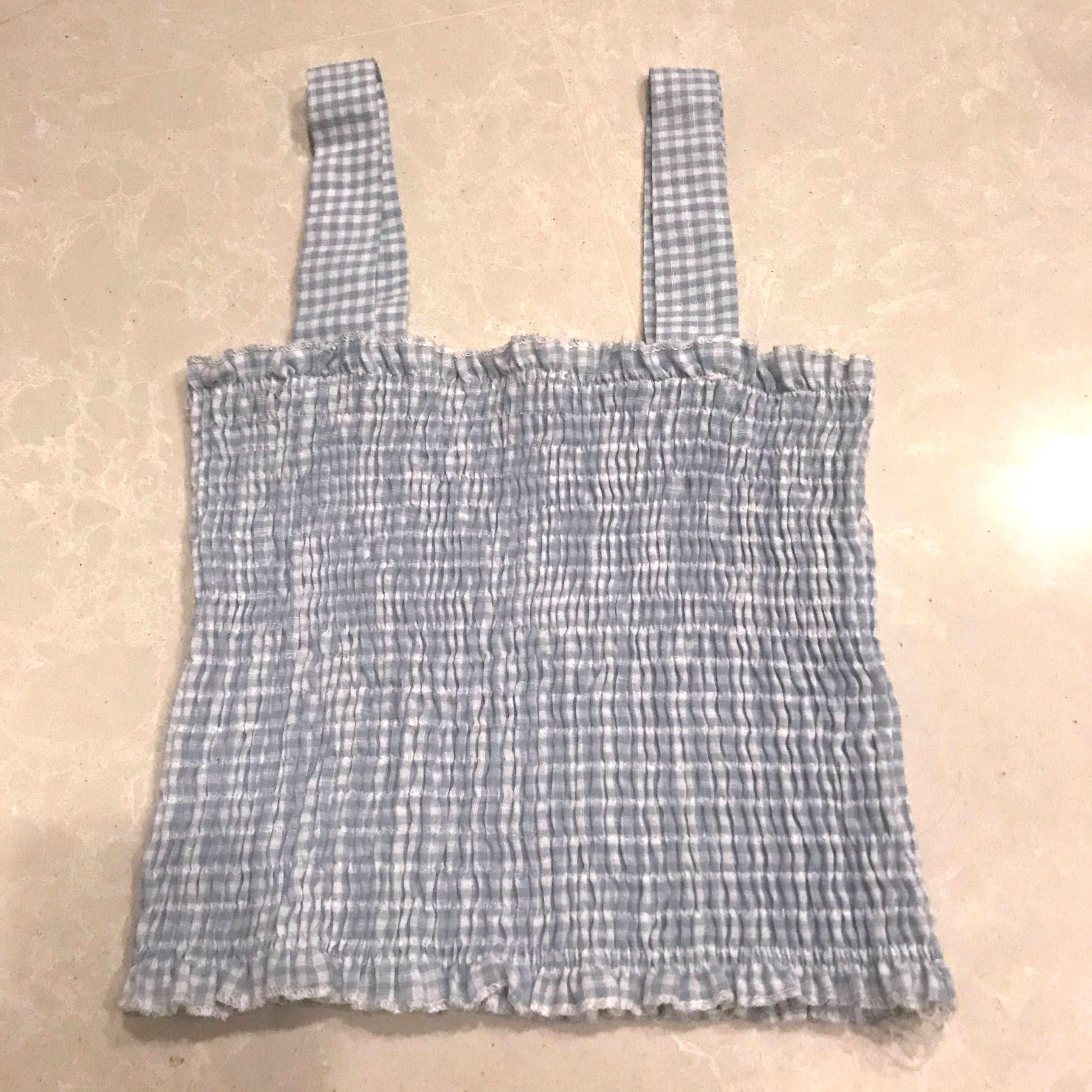 smocked gingham top
