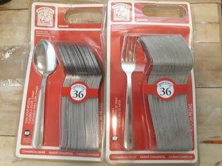 Bakers and Chefs Oval Soup Spoons and Dinner Forks 36pcs
