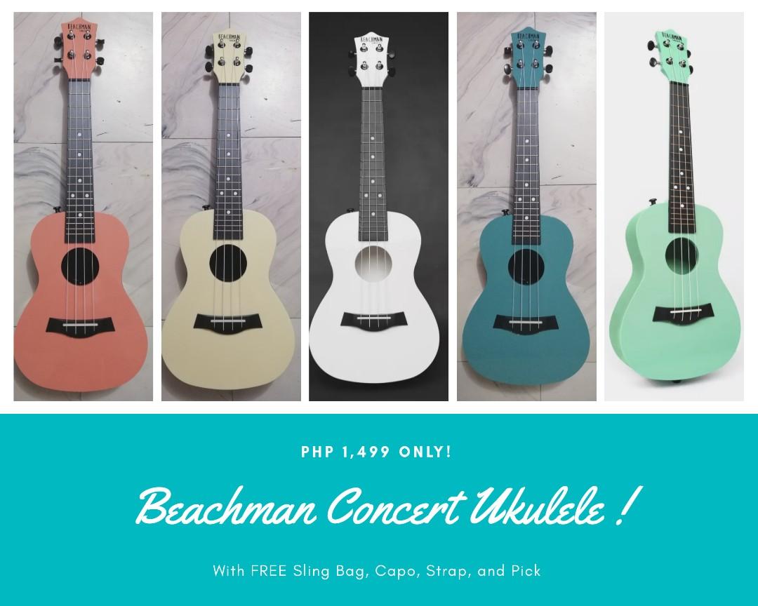 Beachman Concert Ukulele with Complete Accessory Hobbies Toys
