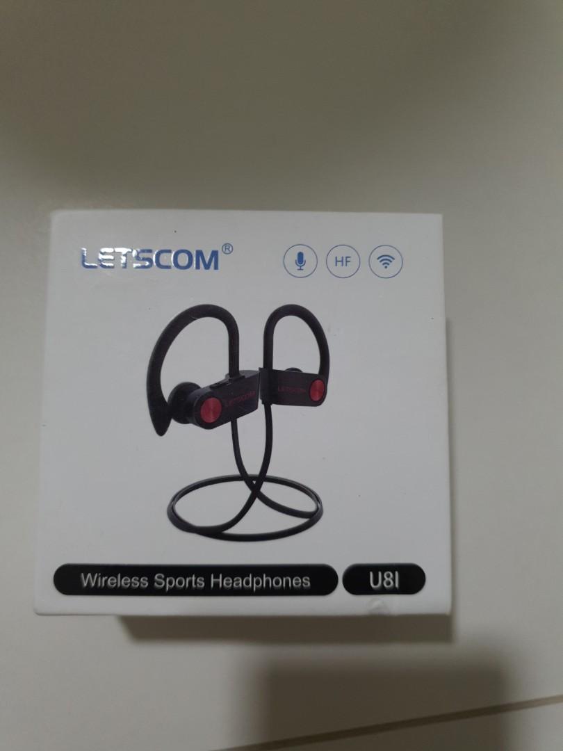 Bluetooth Headphones LETSCOM Wireless Earbuds V5.0 IPX7 Waterproof Noise Cancelling Headsets Richer Bass HiFi Stereo Sports Earphones 8 Hours