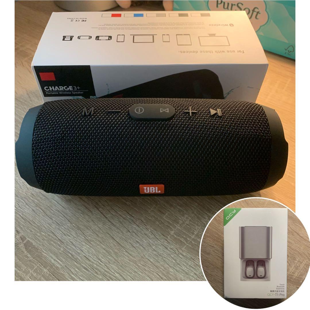 Bluetooth speaker (Category: Soundbars, Speakers & Amplifiers) located in Singapore. Submitted by rainbowcvs (Listing ID 1029976752, Image 1). Description: 2 for $58 bundle deal not negotiable Brand New in box Speaker Output power 6W Bluetooth Version 4.2 Battery capacity 1200mah Support voice calls function micro USB charging port Support TF card, USB port, 3.5mm AUX Rechargeable battery Package contents: 1 Speaker 1 Micro USB charging cable QCY