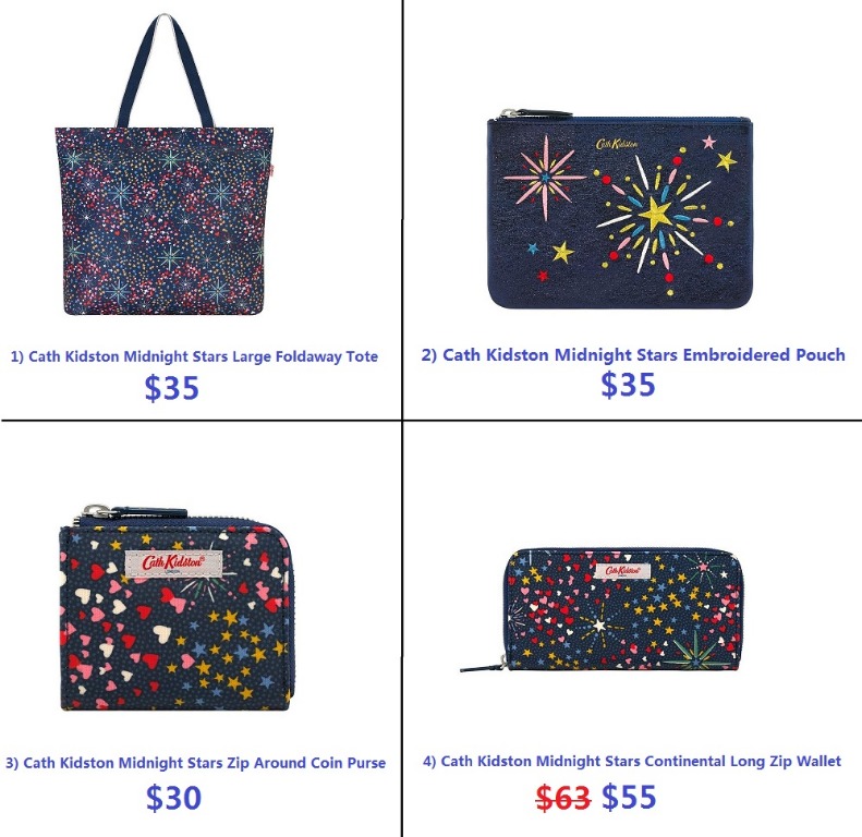 Cath Kidston Midnight Stars Series 1 Large Foldaway Tote Bag 2 Embroidered Pouch 3 Zip Around Coin Purse 4 Continental Long Zip Wallet Women s Fashion Bags Wallets Purses Pouches on Carousell