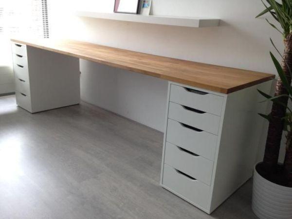 Computer desk alex linnmon dual drawer vanity table mahogany