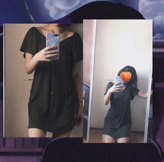 Robe Courte En Coton Vert Armée Lolë - Manches Courtes, Taille M, Occasion Très Bon état