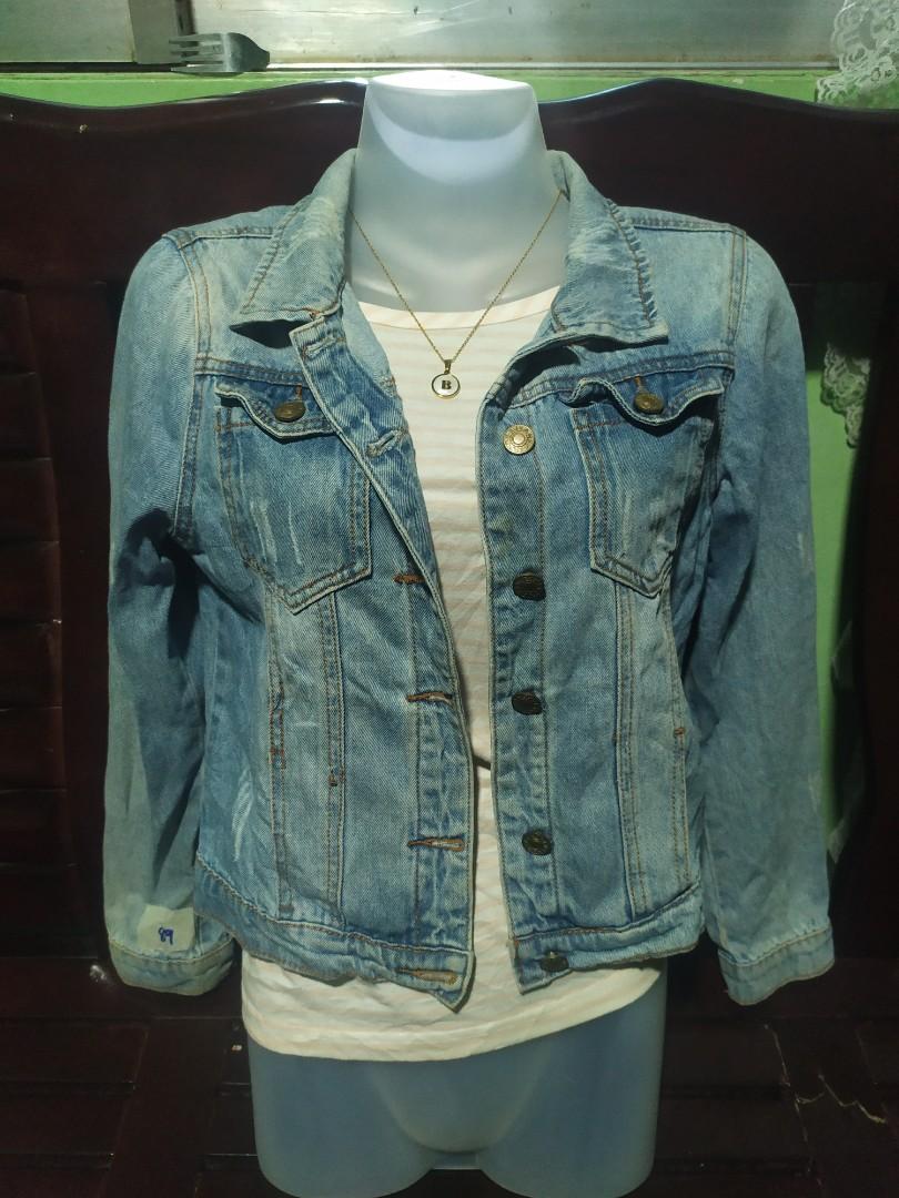 light blue faded denim jacket