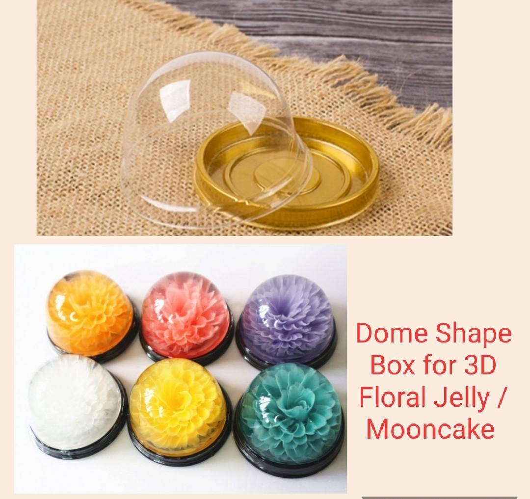 Thick Tight Sealing Dome Shaped Gold Tray 3d Floral Jelly Box Packing Box Dessert Box