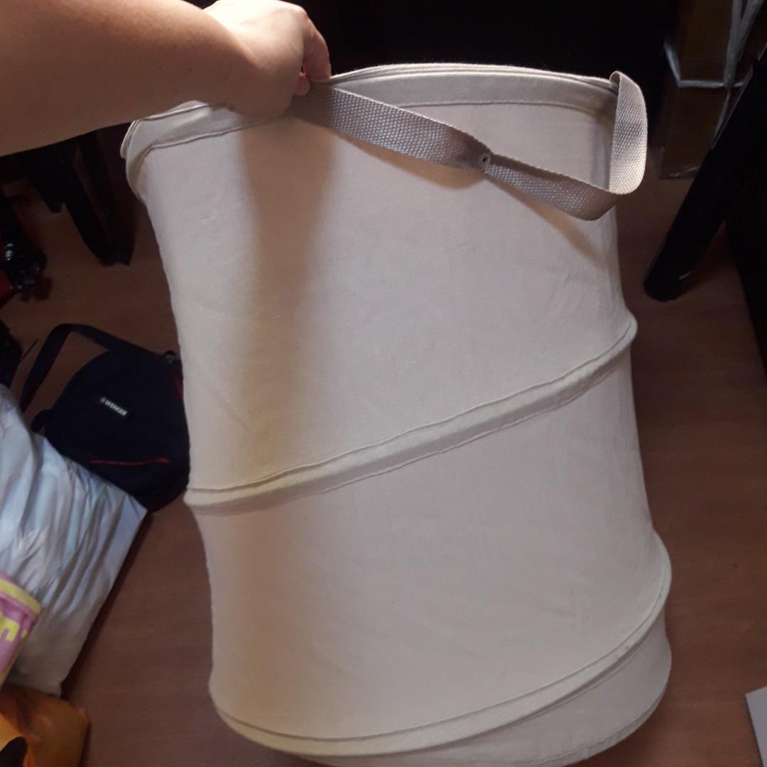 Fabric Laundry Hamper foldable (Category: Laundry Baskets) located in Manila. Submitted by PickClickShip (Listing ID 1029970186, Image 1). Description: Fabric Laundry Hamper popup A space saving humper that you can fold in an easy step and put aside while not in use. - fabric material - with handle and can easily pop up when need to use - drawstring closure - top carry handles - max loading weight at 8kg - dimension: H20 x dia 17.5" - with few pa