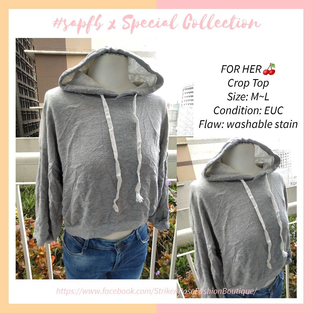 gray crop top hoodie