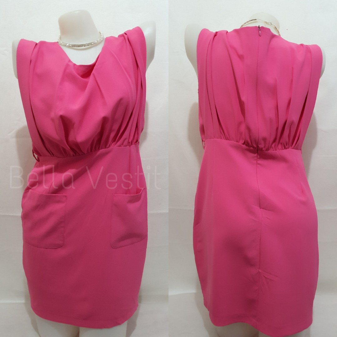 hot pink overall dress