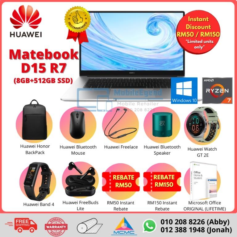 Huawei Matebook D15 R7 Gaming Laptop 2020 8gb 512gb Promo Original Huawei My Warranty Electronics Computers Laptops On Carousell