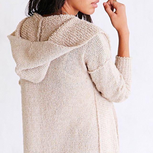 black knitted hooded cardigan