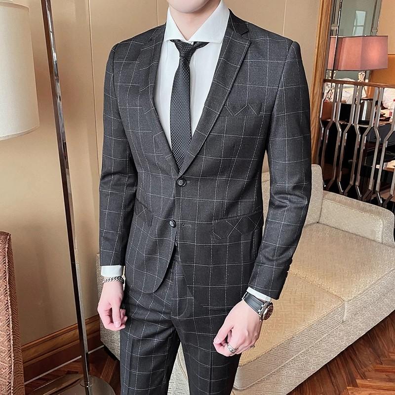 Mens grey top check coat