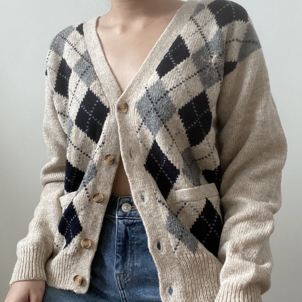 polo club argyle cardigan, Women's Fashion, Clothes, Outerwear on Carousell