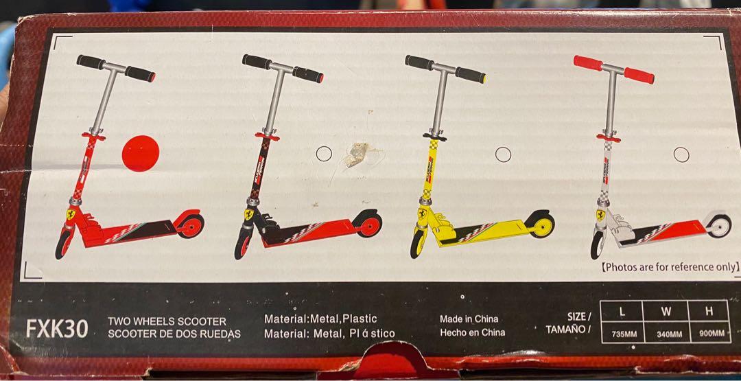 Scooter mesuca ferrari for kids (Category: Skates, Rollerblades & Scooters) located in Pasig City. Submitted by erichibiscus (Listing ID 1029951143, Image 2). Description: Decluttering Never used.
