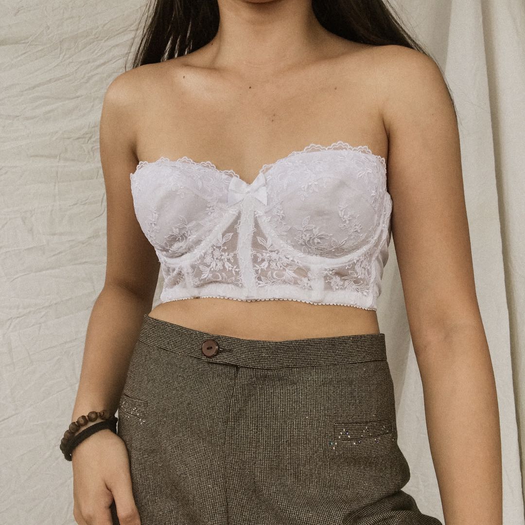 white lace bustier