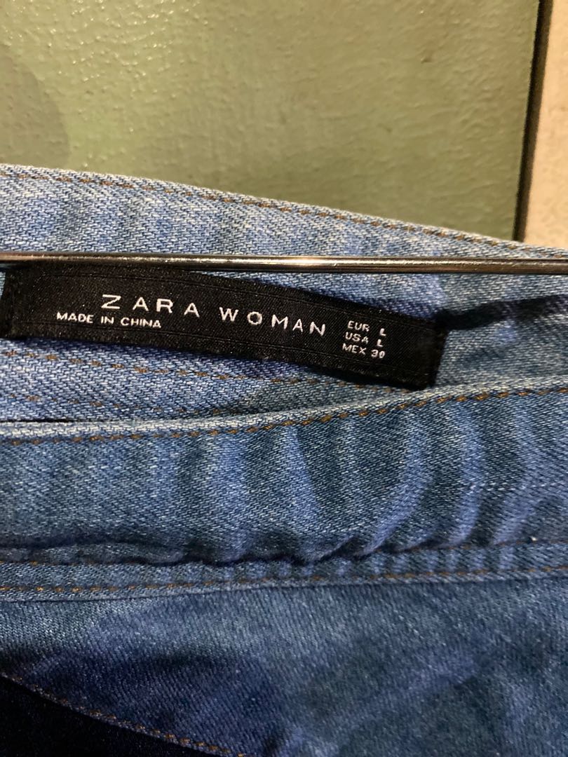 ZARA WOMAN Denim patchwork miniskirt