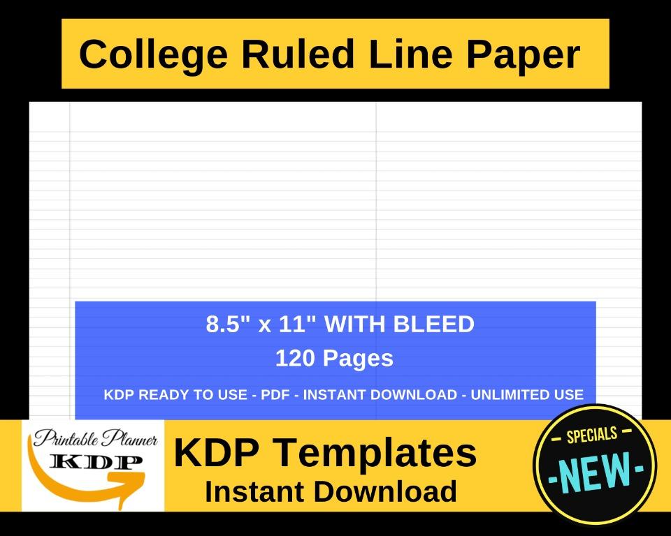 120 Pages Lined Paper Interior pdf for KDP