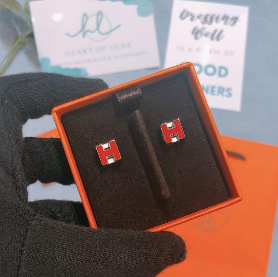 9 Hermes H Cube earrings Red Carousell