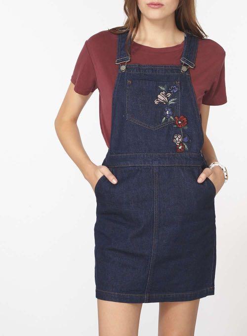Authentic Dorothy Perkins Ultimate Denim Indigo Dungarees Dress Skirt Overall Women s Fashion Dresses Sets Jumpsuits on Carousell