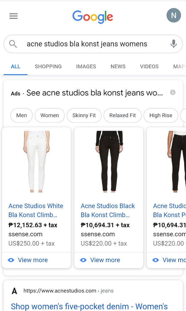 acne jeans sizing