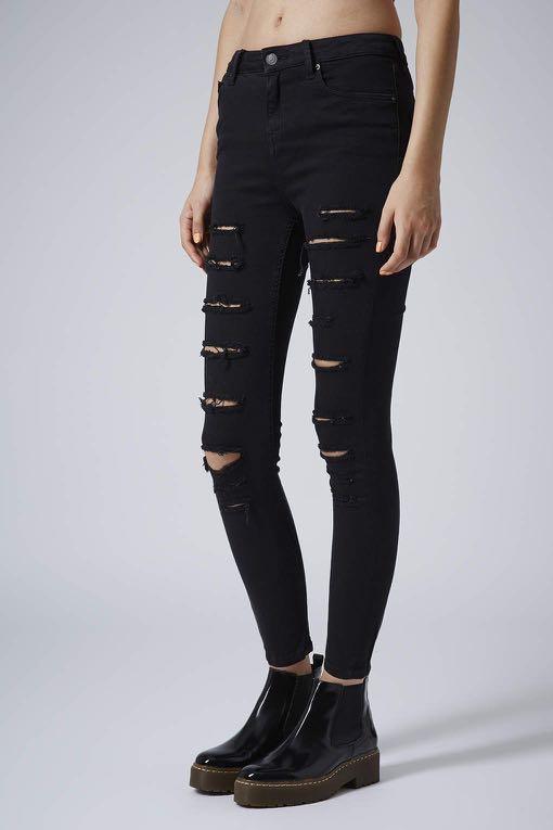 black super ripped jeans