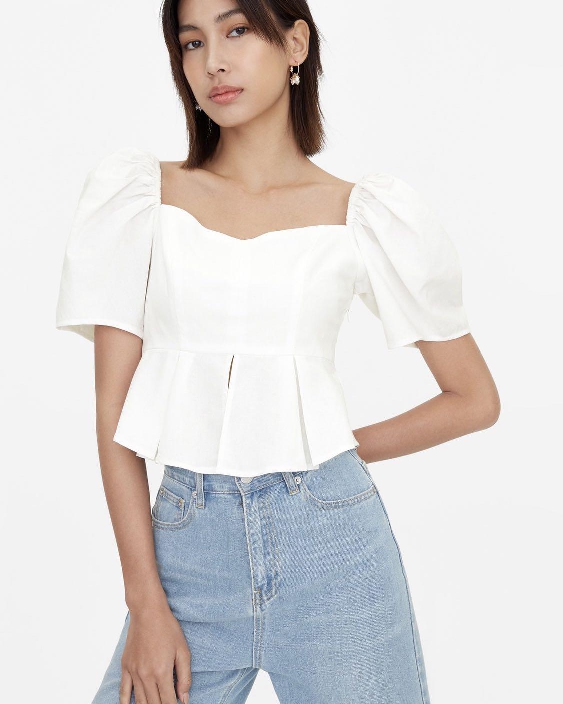 peplum puff sleeve top