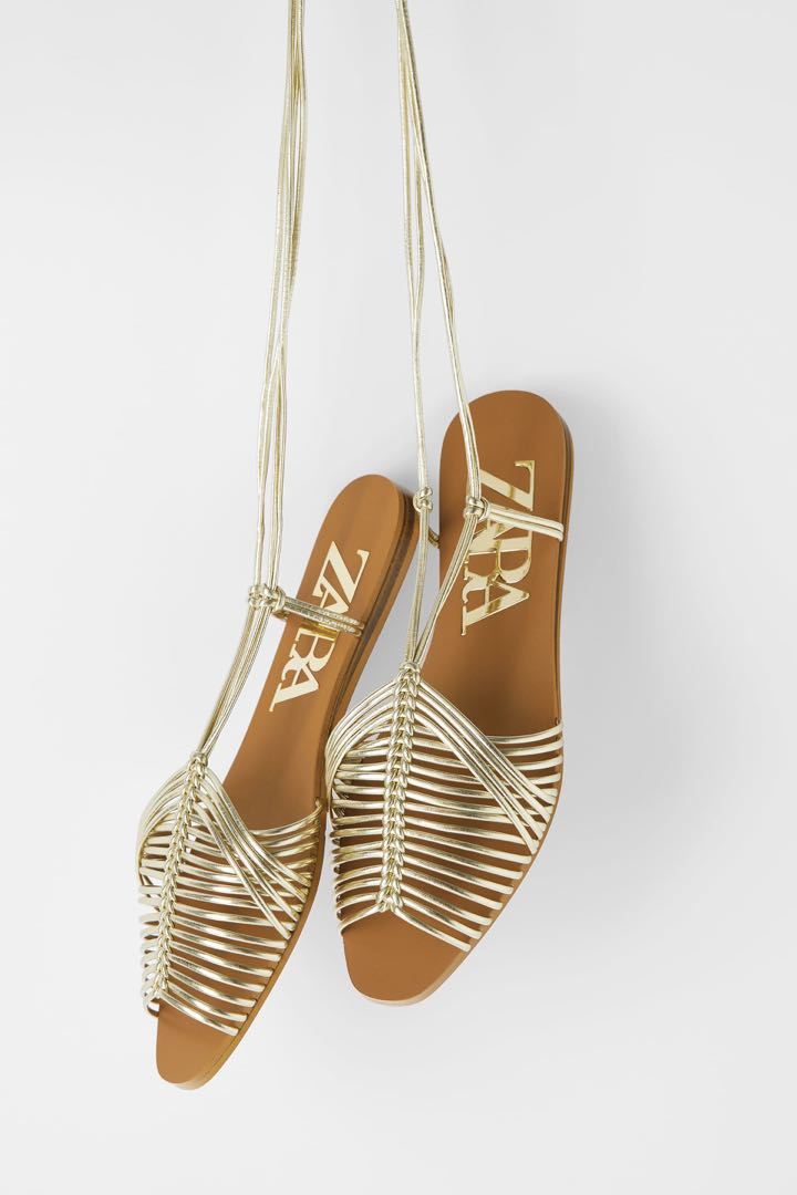 zara gold sandals flat