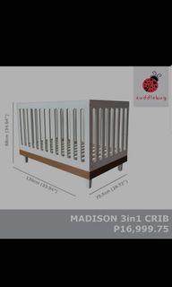 Cuddlebug Madison 3in1 Crib with FREE Mattress