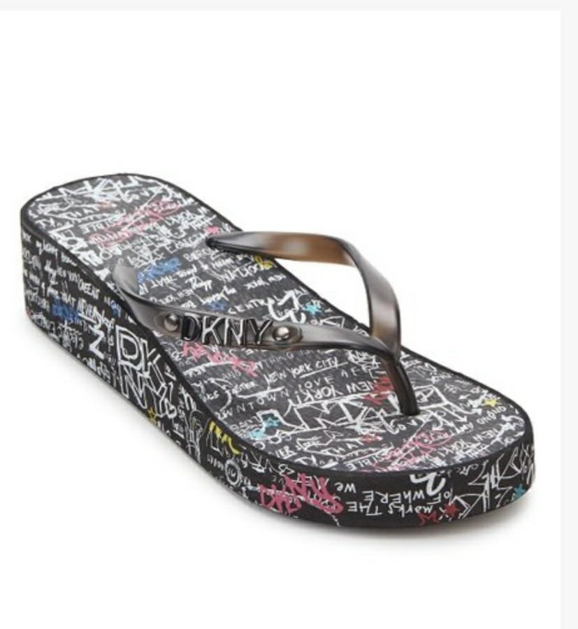 dkny wedge flip flops