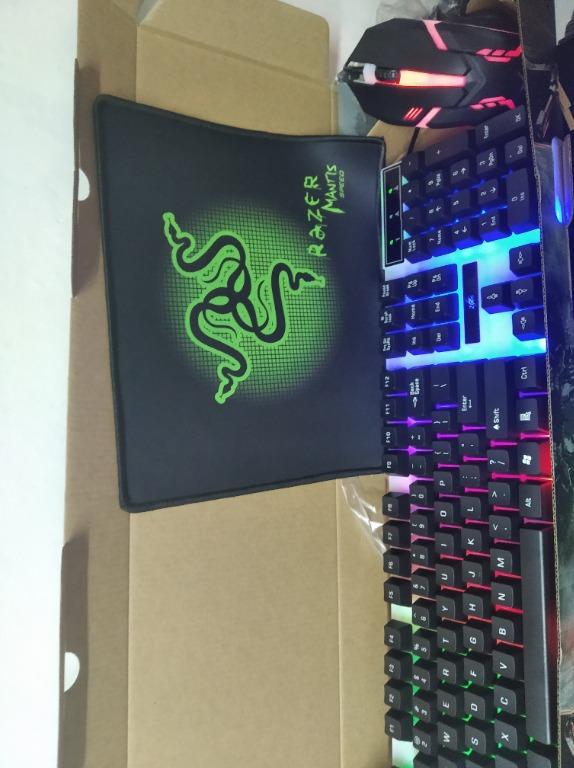 Gaming Keyboard Mouse Mousepad (Category: Mouse & Mousepads) located in Cainta. Submitted by whiteelephantph (Listing ID 1030292180, Image 1). Description: bundle.