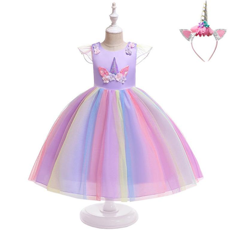 Girls Unicorn Party Birthday Dress Babies Kids Girls Apparel 4 To 7 Years On Carousell