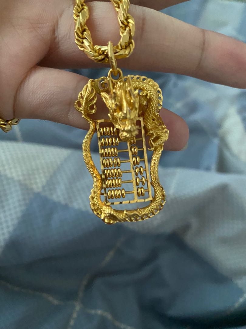 Gold 916 dragon pendant, Women's 