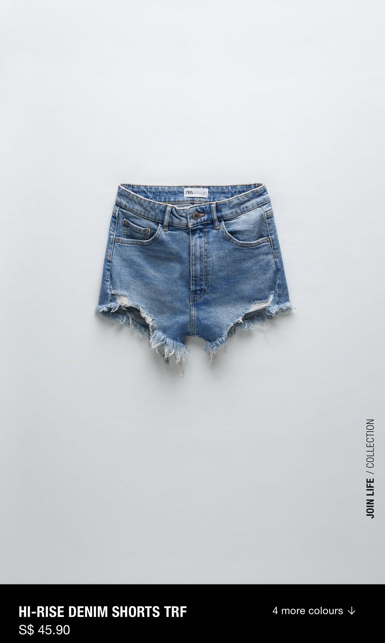 hi rise denim shorts trf