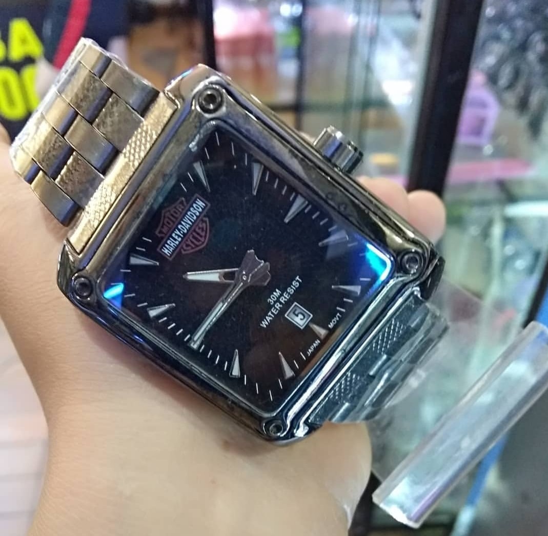Jam Tangan Harley Davidson kotak, Fashion, Wanita on