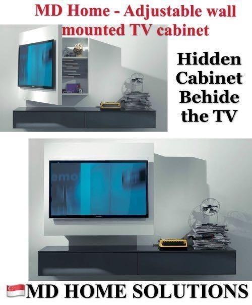 Md Home Adjustable Wall Mounted Hidden Tv Cabinet Furniture Others On Carousell