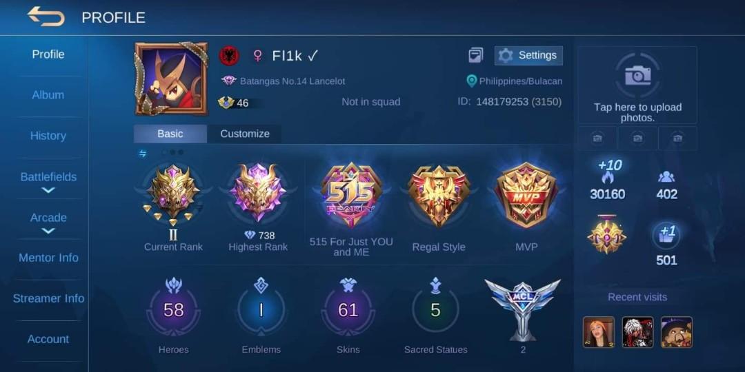 ML ACCOUNT WITH EPIC SKIN OF LANCELOT AND OTHER SKIN OF LANCELOT WITH ...
