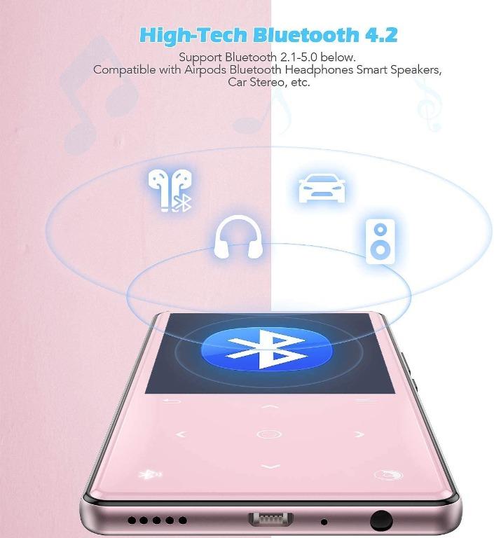 MP3 Player with Bluetooth 4.2, AGPTEK H9 HiFi Music Player with Speaker 2.4 Inch Large Screen