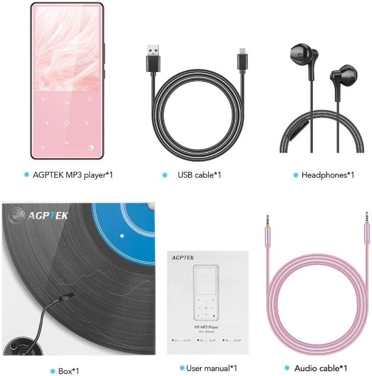 MP3 Player with Bluetooth 4.2, AGPTEK H9 HiFi Music Player with Speaker 2.4 Inch Large Screen