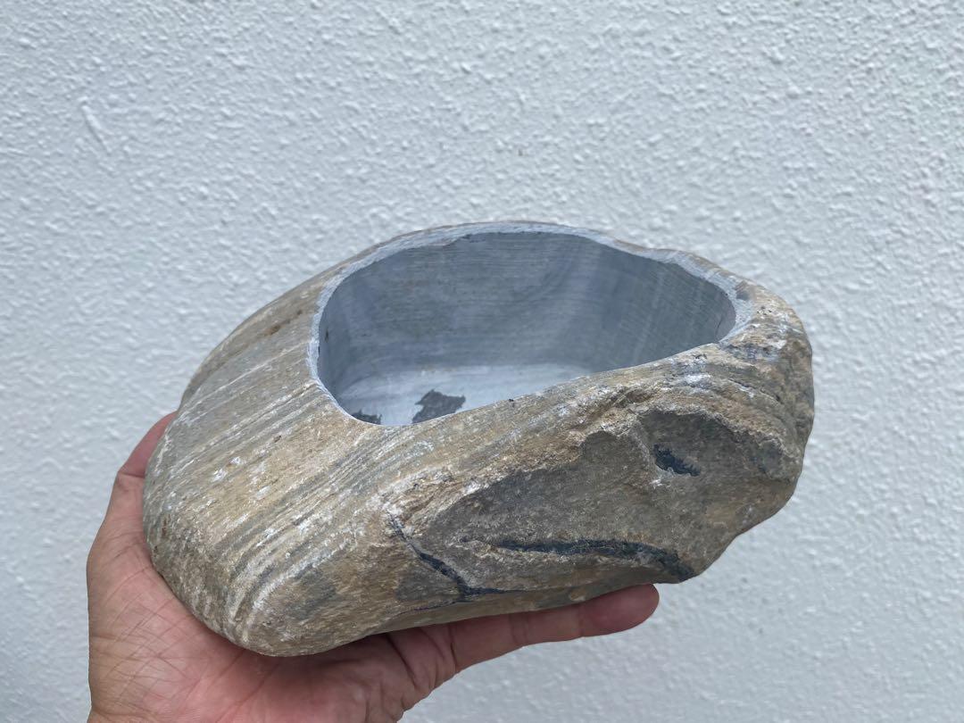 Natural stone plant pot, Furniture & Home Living, Gardening, Pots & Planters on Carousell