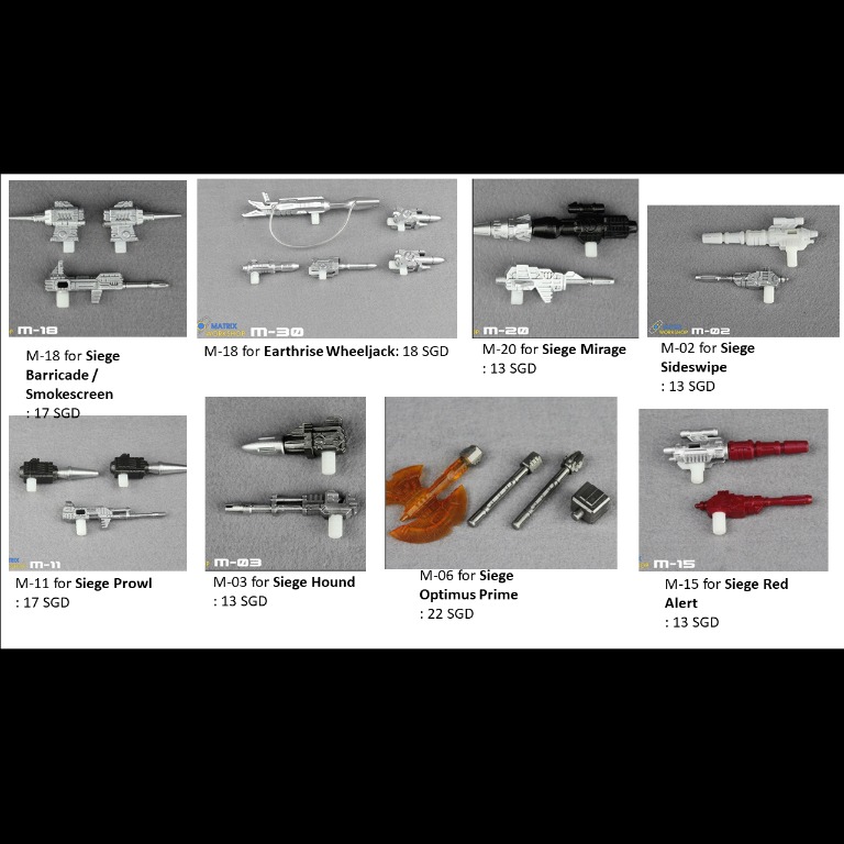 Preorder Assorted Matrix Upgrade Kits for Siege / Earthrise