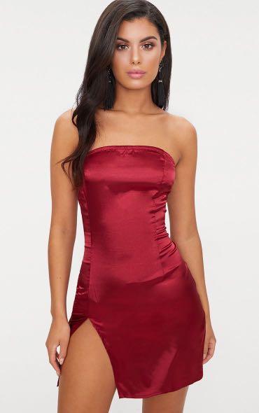 plt red satin dress