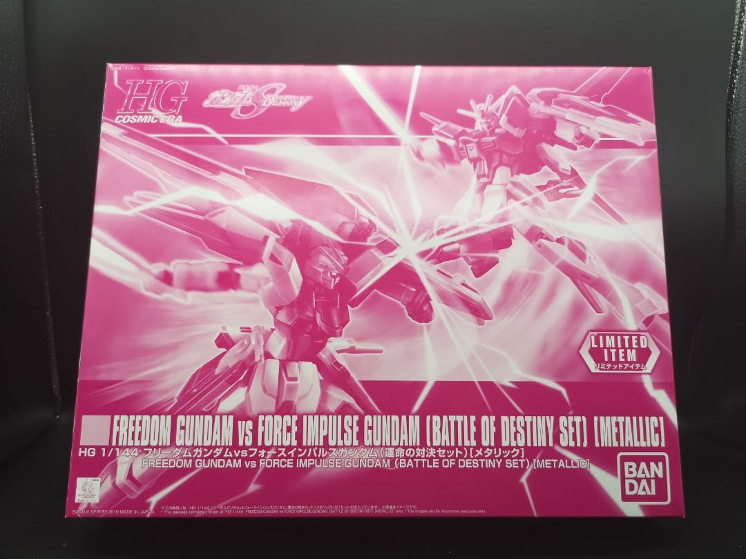 **Ready stock**EVENT LIMITED** HG 1/144 FREEDOM Gundam vs FORCE IMPULSE Gundam (Battle of Destiny Set) (METALLIC) (Category: Gundam Model Kits) located in Singapore. Submitted by peter.gunpla (Listing ID 1030229108, Image 2). Description: Event limit kit. Ready stock HG 1/144 FREEDOM GUNDAM VS FORCE IMPULSE (Battle of Destiny) (METALLIC) *Delivery fee not included *local delivery (island wide) - $10 Malaysia - $18 Philippines - $25 Aus - $35 HK -