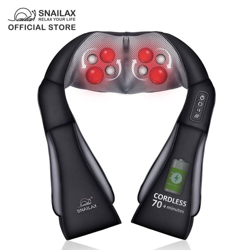 Snailax SL-632 Shiatsu Neck, Shoulder & Back Massager with Heat, Deep Kneading Electric Massage Pillow| 2 Yrs Warranty|