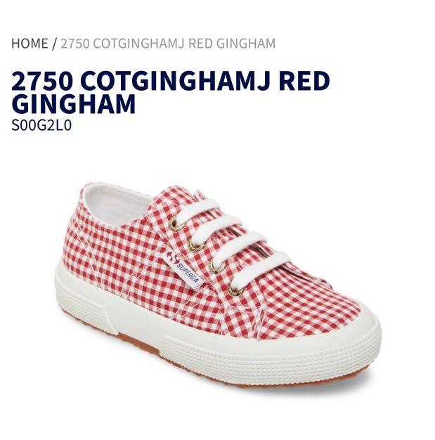 Superga Red Gingham, Women's Fashion 